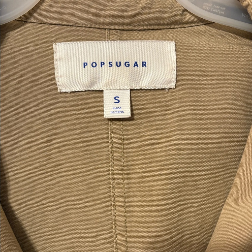 POPSUGAR Hooded Chambray Trench Coat in Khaki/Heather Gray - Picture 5 of 8